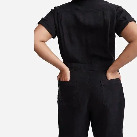 MATE THE LABEL WOMEN'S SHORT SLEEVE ORGANIC LINEN JUMPSUIT NWT $218 - Picture 12 of 12